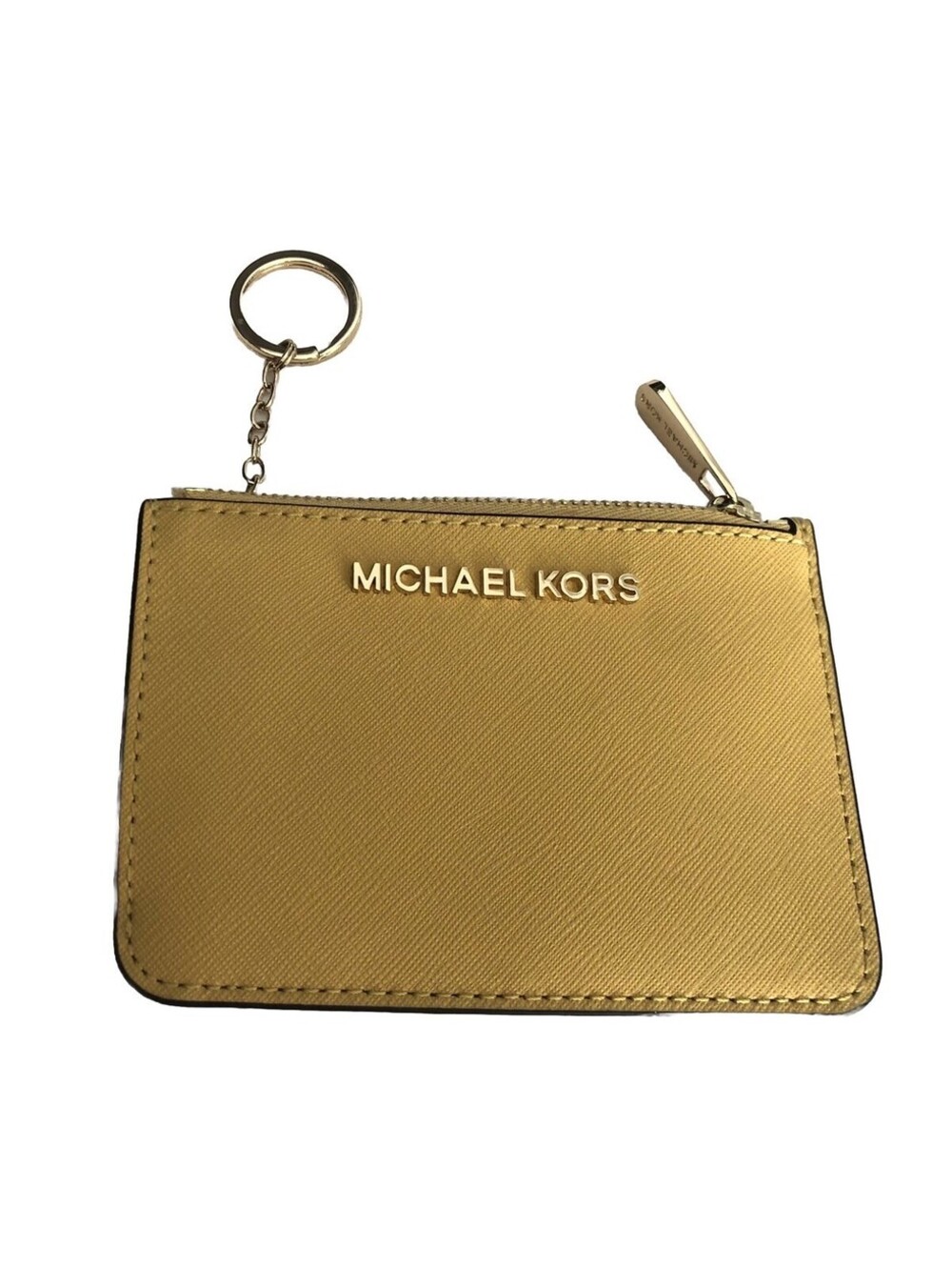 Michael Kors Saffiano Leather Yellow Coin Purse Keychain /Credit Card/ ID